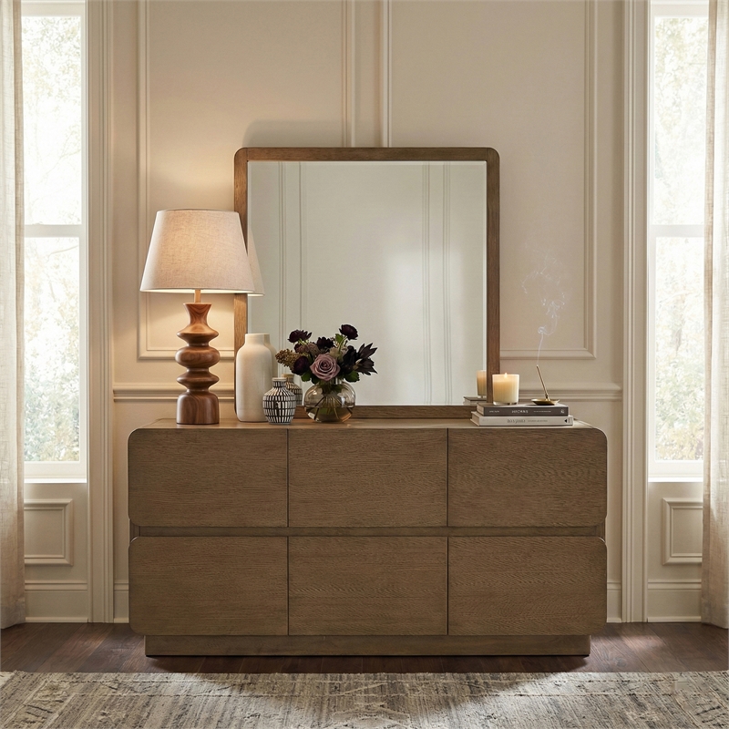 Meridian Furniture Adagio Brown Solid Wood And Oak Veneer Mirror
