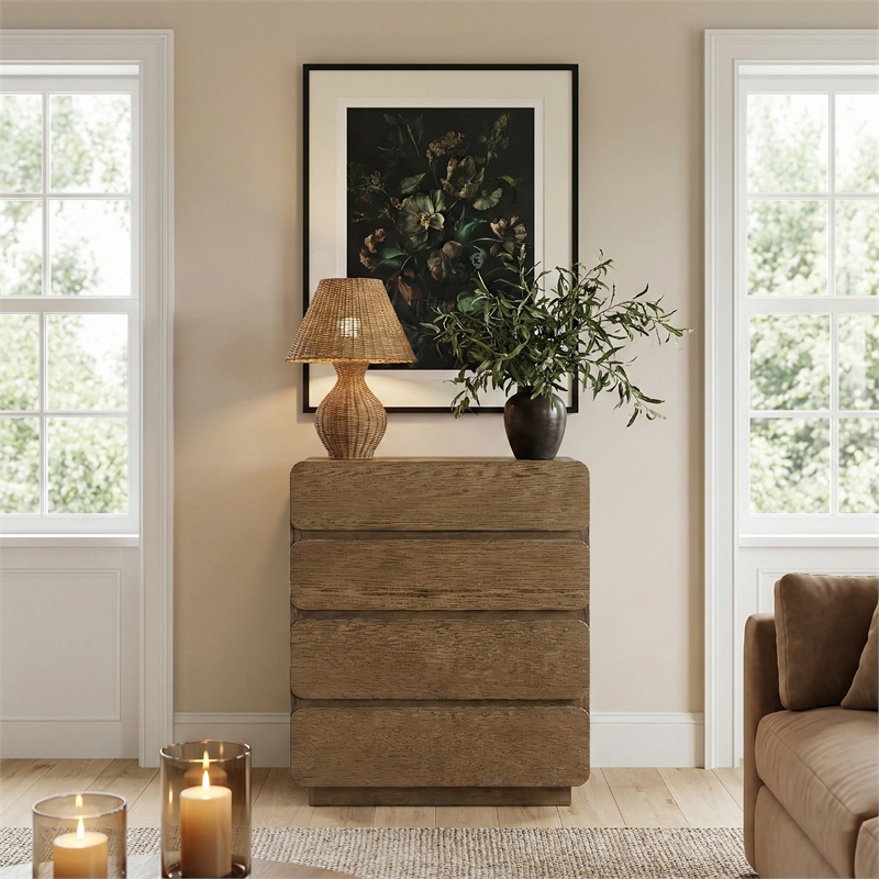 Meridian Furniture Adagio Brown Solid Wood And Oak Veneer Chest