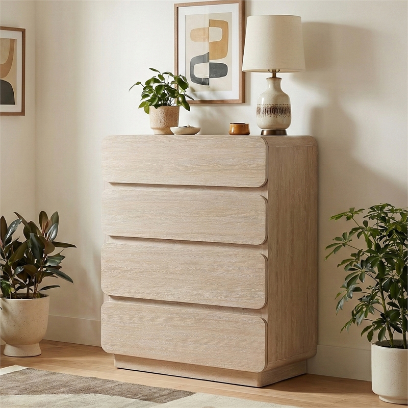 Meridian Furniture Adagio Natural Solid Wood And Oak Veneer Chest