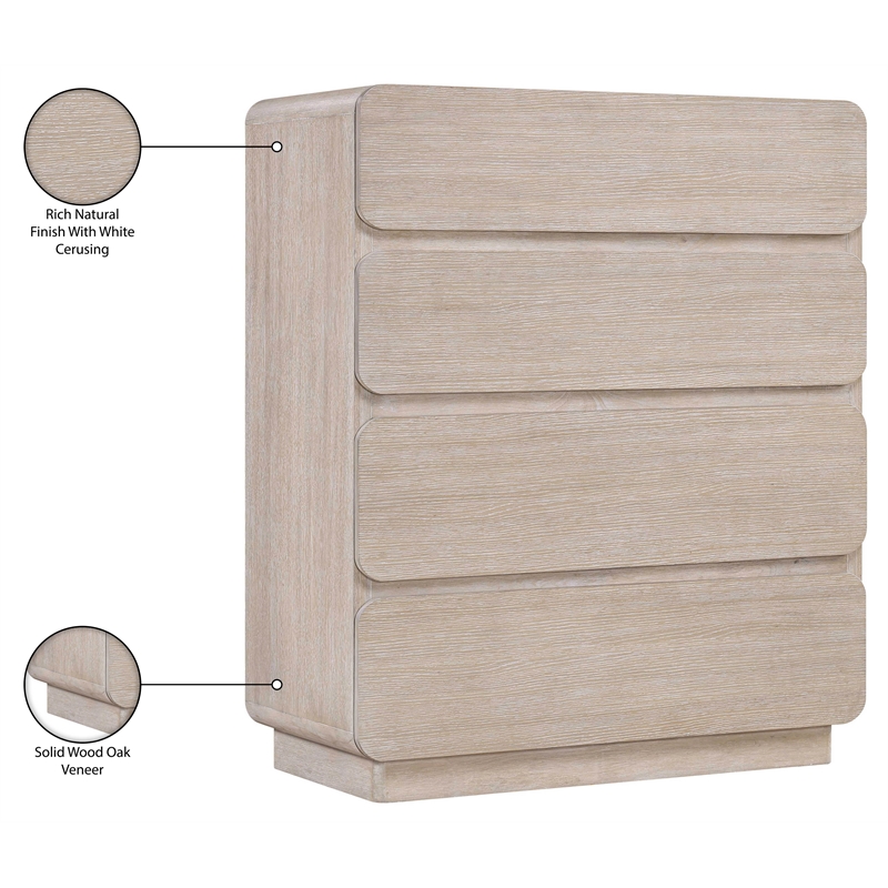 Meridian Furniture Adagio Natural Solid Wood And Oak Veneer Chest