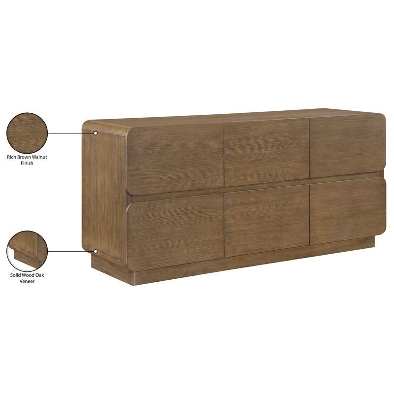 Meridian Furniture Adagio Brown Solid Wood And Oak Veneer Dresser
