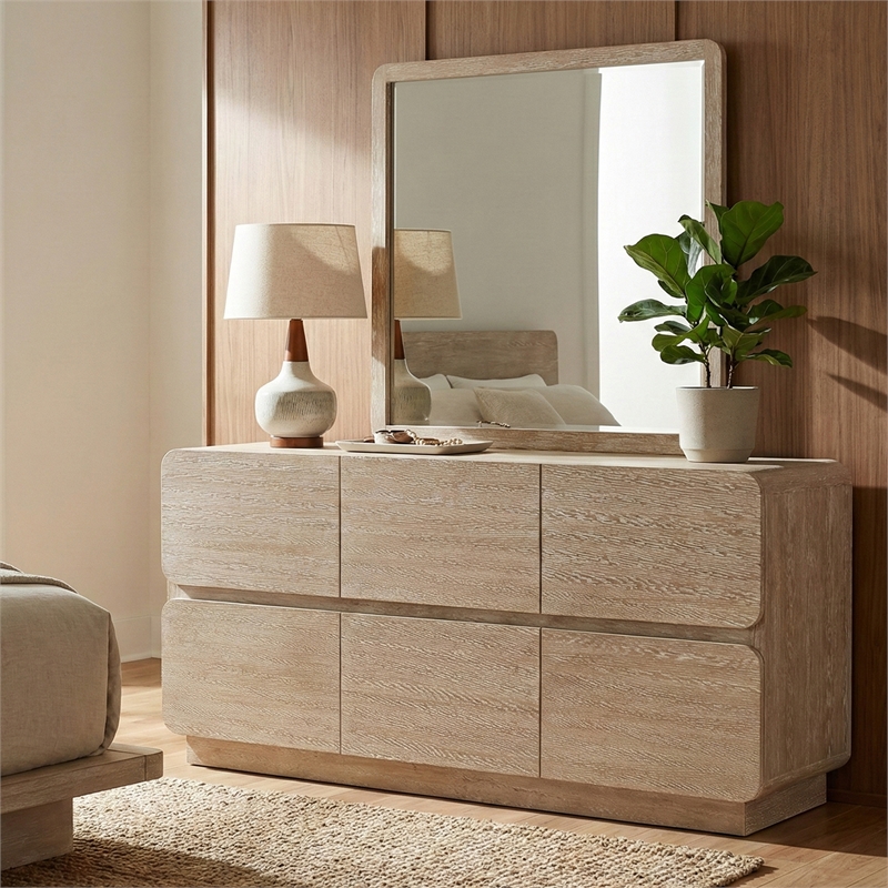 Meridian Furniture Adagio Natural Solid Wood And Oak Veneer Dresser