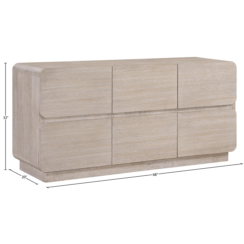 Meridian Furniture Adagio Natural Solid Wood And Oak Veneer Dresser