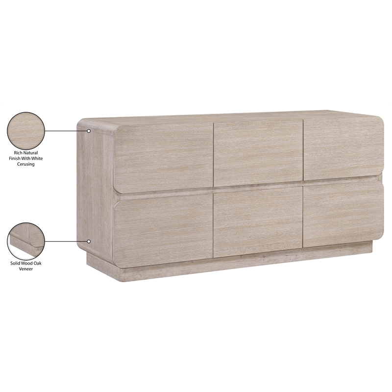 Meridian Furniture Adagio Natural Solid Wood And Oak Veneer Dresser