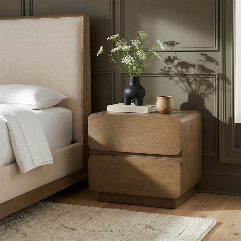 Meridian Furniture Adagio Brown Solid Wood And Oak Veneer Nightstand