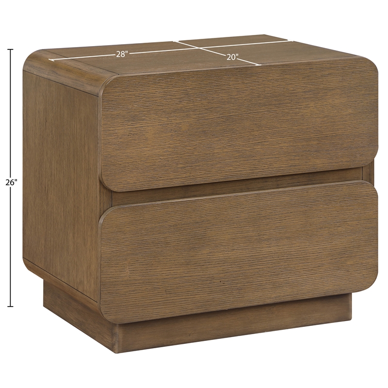 Meridian Furniture Adagio Brown Solid Wood And Oak Veneer Nightstand