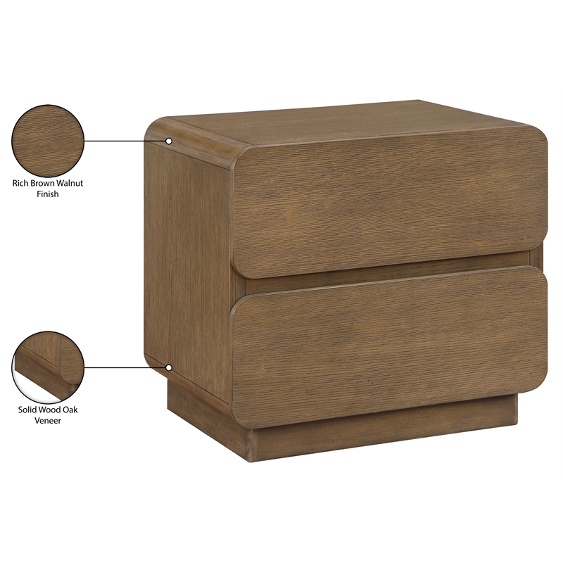 Meridian Furniture Adagio Brown Solid Wood And Oak Veneer Nightstand