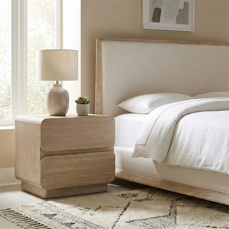 Meridian Furniture Adagio Natural Solid Wood And Oak Veneer Nightstand
