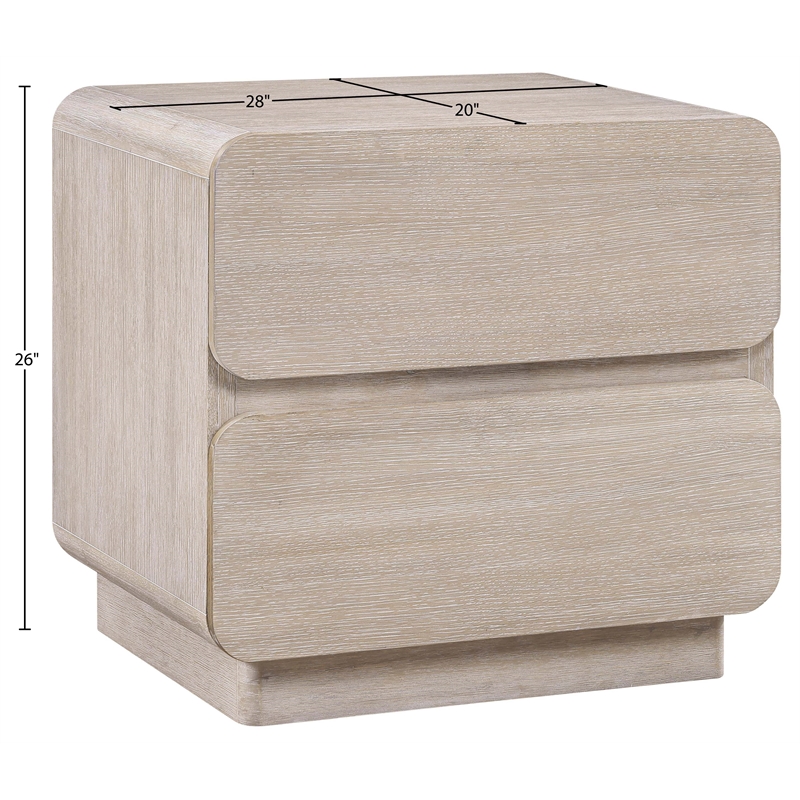 Meridian Furniture Adagio Natural Solid Wood And Oak Veneer Nightstand