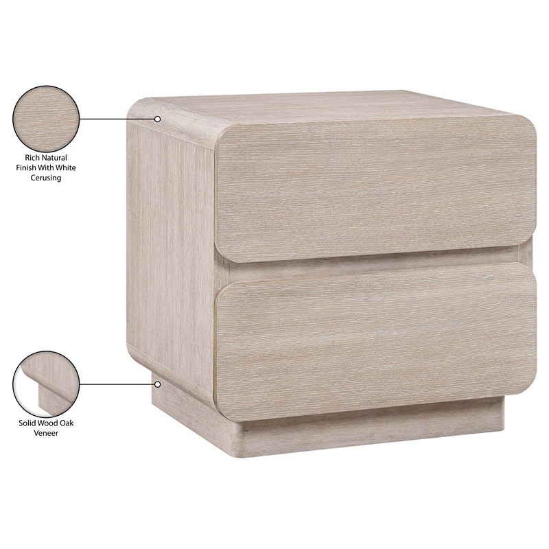 Meridian Furniture Adagio Natural Solid Wood And Oak Veneer Nightstand