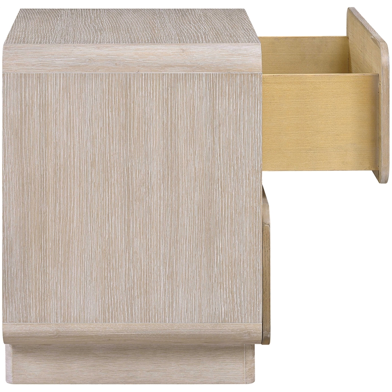 Meridian Furniture Adagio Natural Solid Wood And Oak Veneer Nightstand