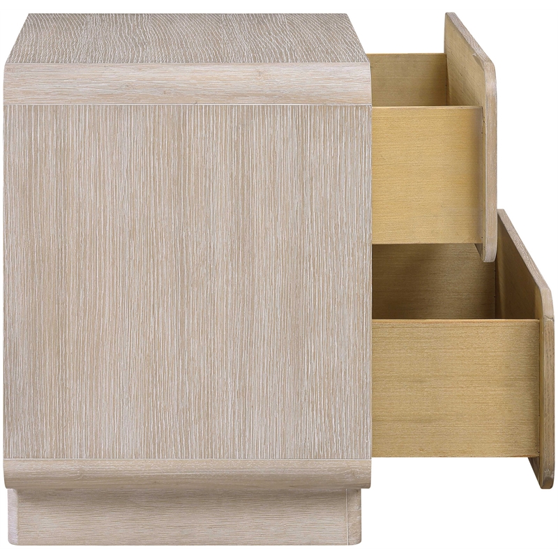 Meridian Furniture Adagio Natural Solid Wood And Oak Veneer Nightstand