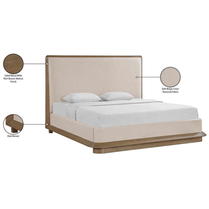 Meridian Furniture Adagio Brown Fabric Upholstered King Bed