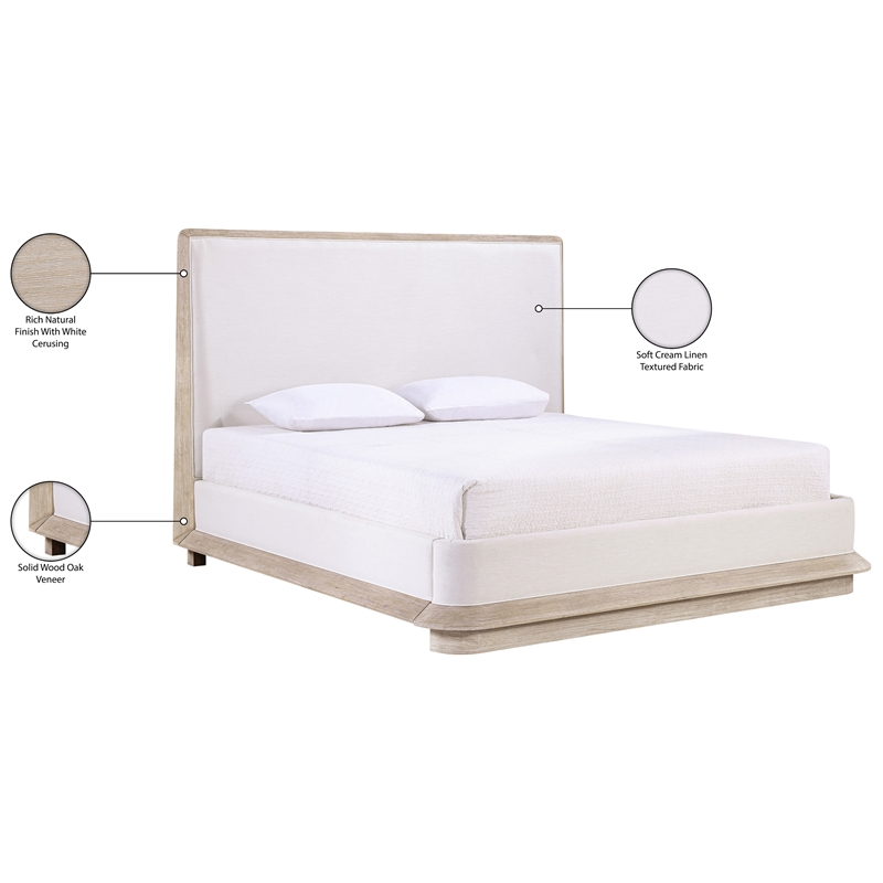 Meridian Furniture Adagio Natural Fabric Upholstered King Bed