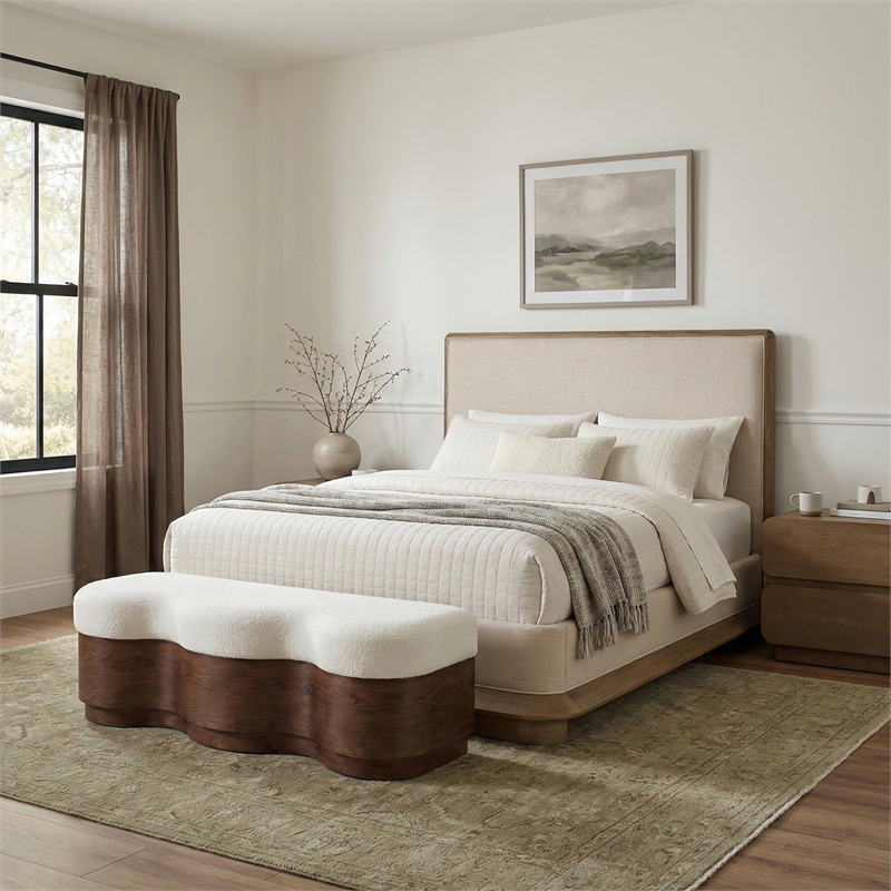 Meridian Furniture Adagio Brown Fabric Upholstered Queen Bed