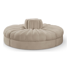 Meridian Furniture Rummi Beige Velvet Performance Fabric 4pc. Modular Sofa