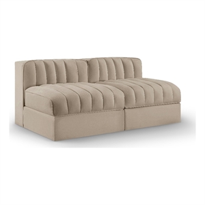 Meridian Furniture Rummi Beige Velvet Performance Fabric 2pc. Modular Sofa