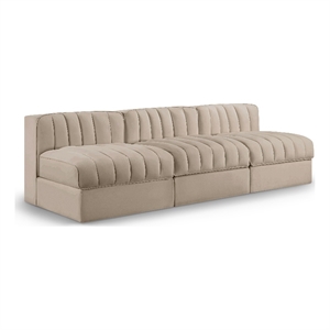 Meridian Furniture Rummi Beige Velvet Performance Fabric 3pc. Modular Sofa