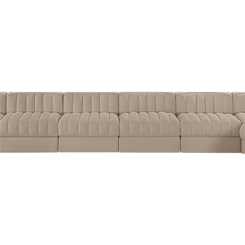 Meridian Furniture Rummi Beige Velvet Performance Fabric 10pc. Modular Sectional