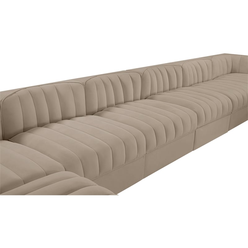 Meridian Furniture Rummi Beige Velvet Performance Fabric 10pc. Modular Sectional
