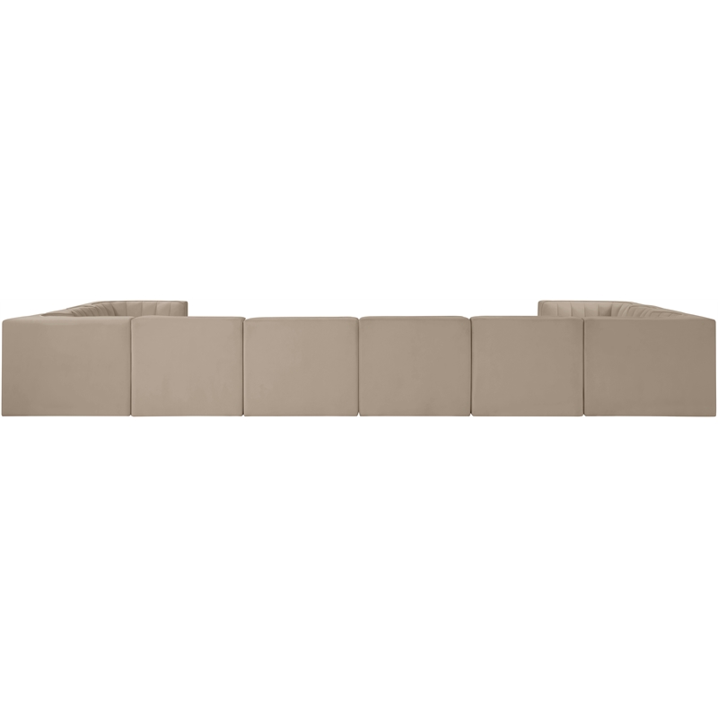 Meridian Furniture Rummi Beige Velvet Performance Fabric 10pc. Modular Sectional