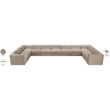Meridian Furniture Rummi Beige Velvet Performance Fabric 11pc. Modular Sectional