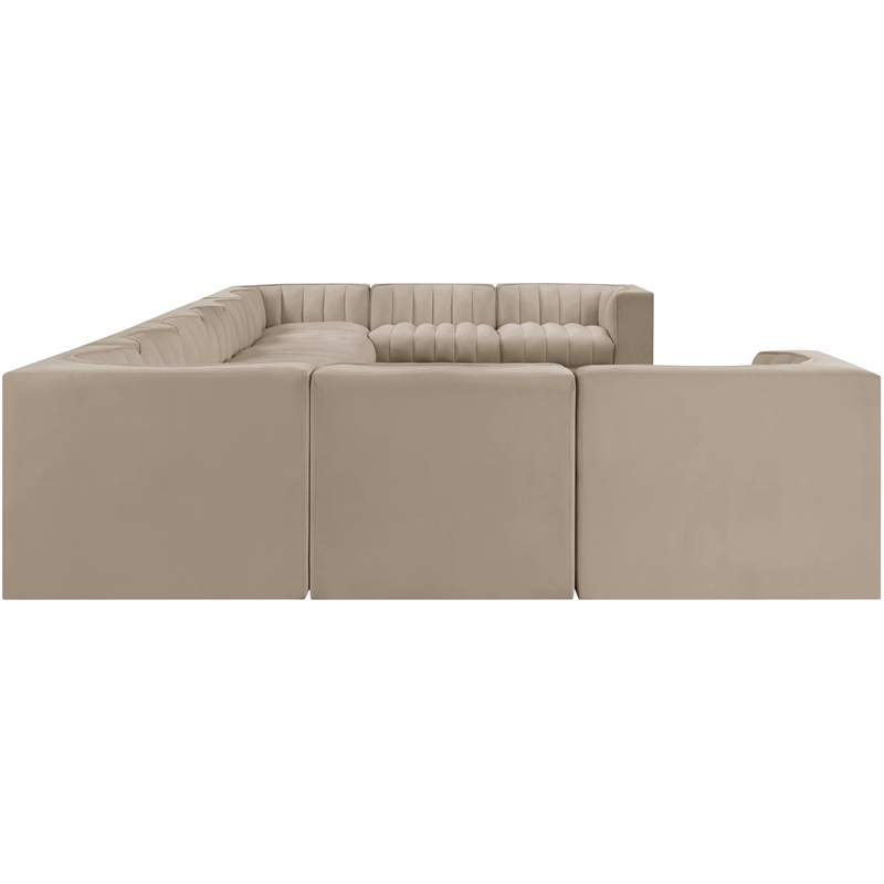Meridian Furniture Rummi Beige Velvet Performance Fabric 11pc. Modular Sectional