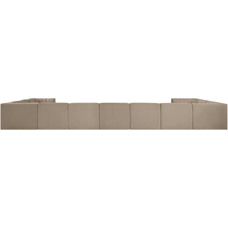 Meridian Furniture Rummi Beige Velvet Performance Fabric 11pc. Modular Sectional