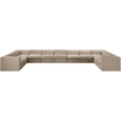 Meridian Furniture Rummi Beige Velvet Performance Fabric 11pc. Modular Sectional