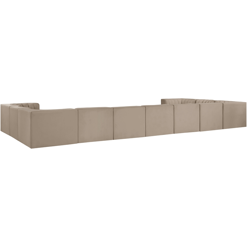 Meridian Furniture Rummi Beige Velvet Performance Fabric 11pc. Modular Sectional
