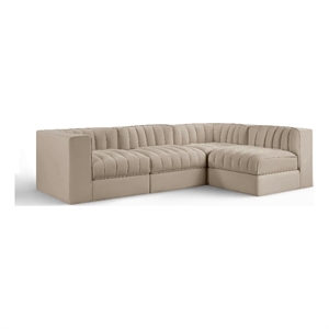 Meridian Furniture Rummi Beige Velvet Performance Fabric 4pc. Modular Sectional