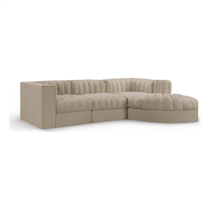 Meridian Furniture Rummi Beige Velvet Performance Fabric 4pc. Modular Sectional