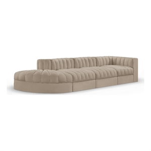 Meridian Furniture Rummi Beige Velvet Performance Fabric 4pc. Modular Sectional