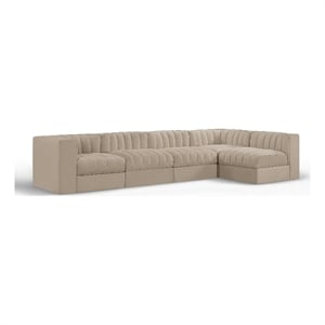 Meridian Furniture Rummi Beige Velvet Performance Fabric 5pc. Modular Sectional