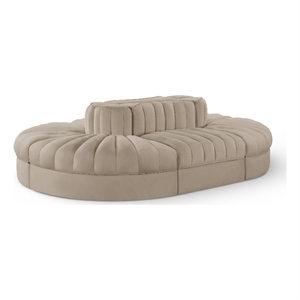 Meridian Furniture Rummi Beige Velvet Performance Fabric 6pc. Modular Sectional