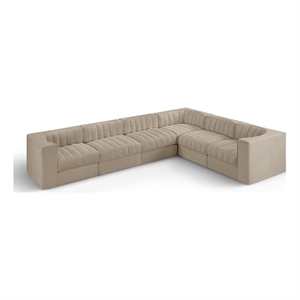 Meridian Furniture Rummi Beige Velvet Performance Fabric 6pc. Modular Sectional