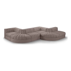 Meridian Furniture Rummi Taupe Velvet Performance Fabric 6pc. Modular Sectional