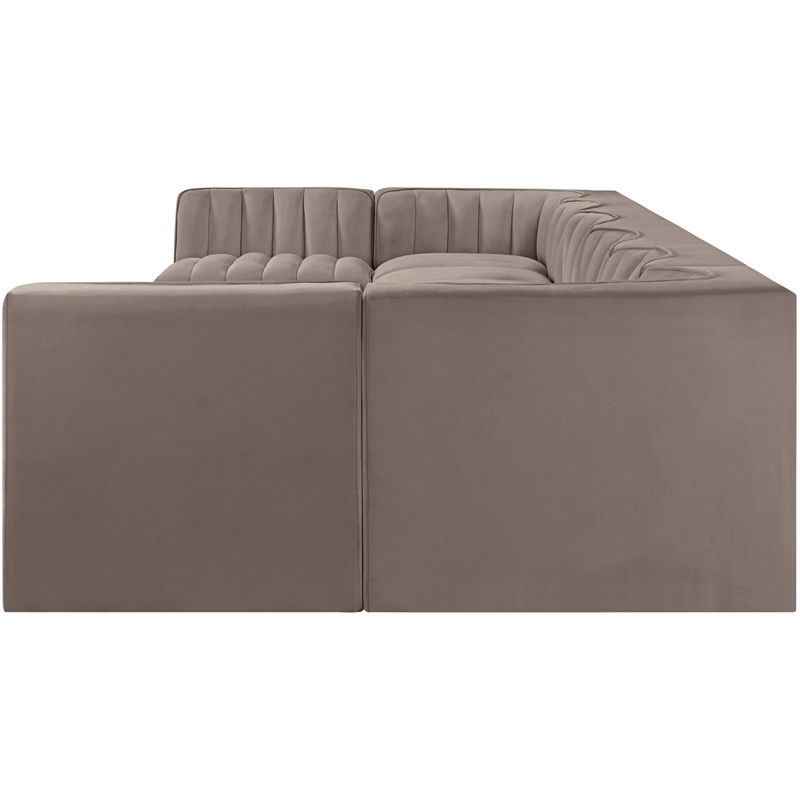 Meridian Furniture Rummi Taupe Velvet Performance Fabric 8pc. Modular Sectional