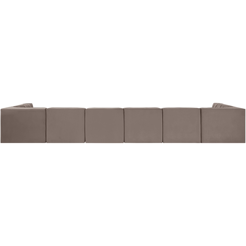 Meridian Furniture Rummi Taupe Velvet Performance Fabric 8pc. Modular Sectional