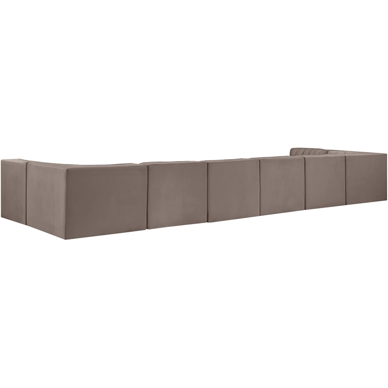 Meridian Furniture Rummi Taupe Velvet Performance Fabric 8pc. Modular Sectional