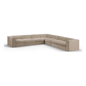 Meridian Furniture Rummi Beige Velvet Performance Fabric 7pc. Modular Sectional