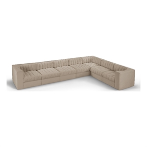 Meridian Furniture Rummi Beige Velvet Performance Fabric 7pc. Modular Sectional