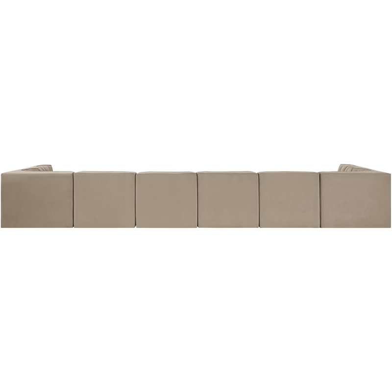 Meridian Furniture Rummi Beige Velvet Performance Fabric 8pc. Modular Sectional