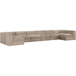 Meridian Furniture Rummi Beige Velvet Performance Fabric 8pc. Modular Sectional