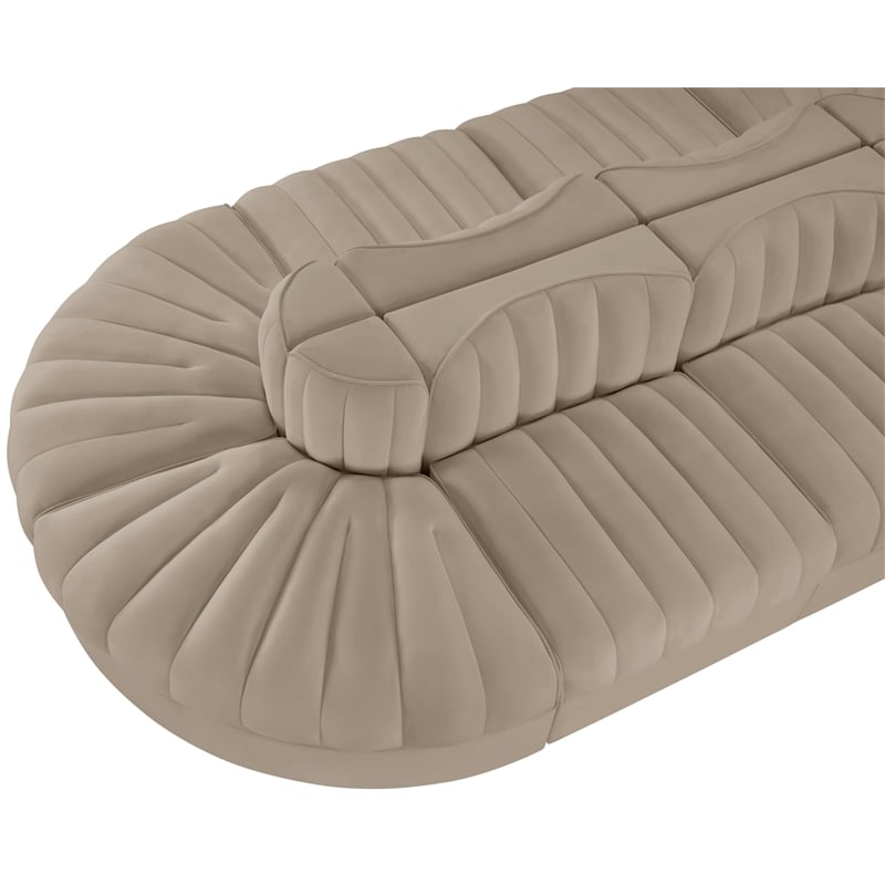 Meridian Furniture Rummi Beige Velvet Performance Fabric 8pc. Modular Sectional
