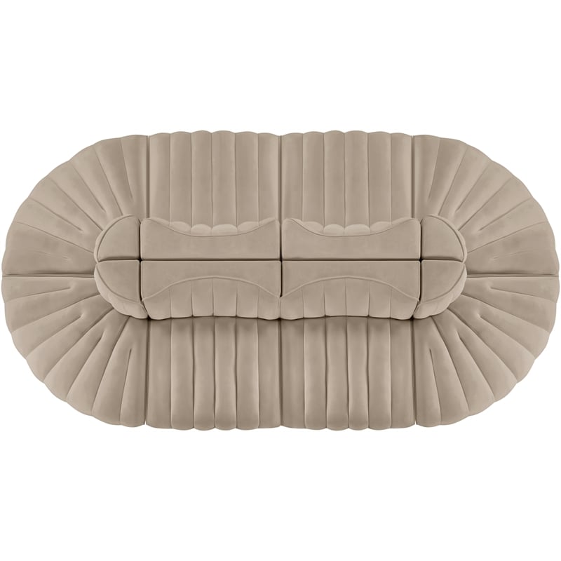 Meridian Furniture Rummi Beige Velvet Performance Fabric 8pc. Modular Sectional