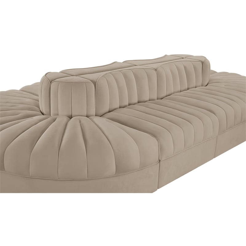 Meridian Furniture Rummi Beige Velvet Performance Fabric 8pc. Modular Sectional