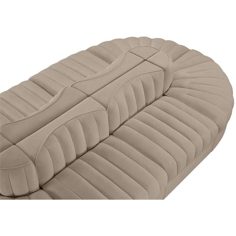 Meridian Furniture Rummi Beige Velvet Performance Fabric 8pc. Modular Sectional