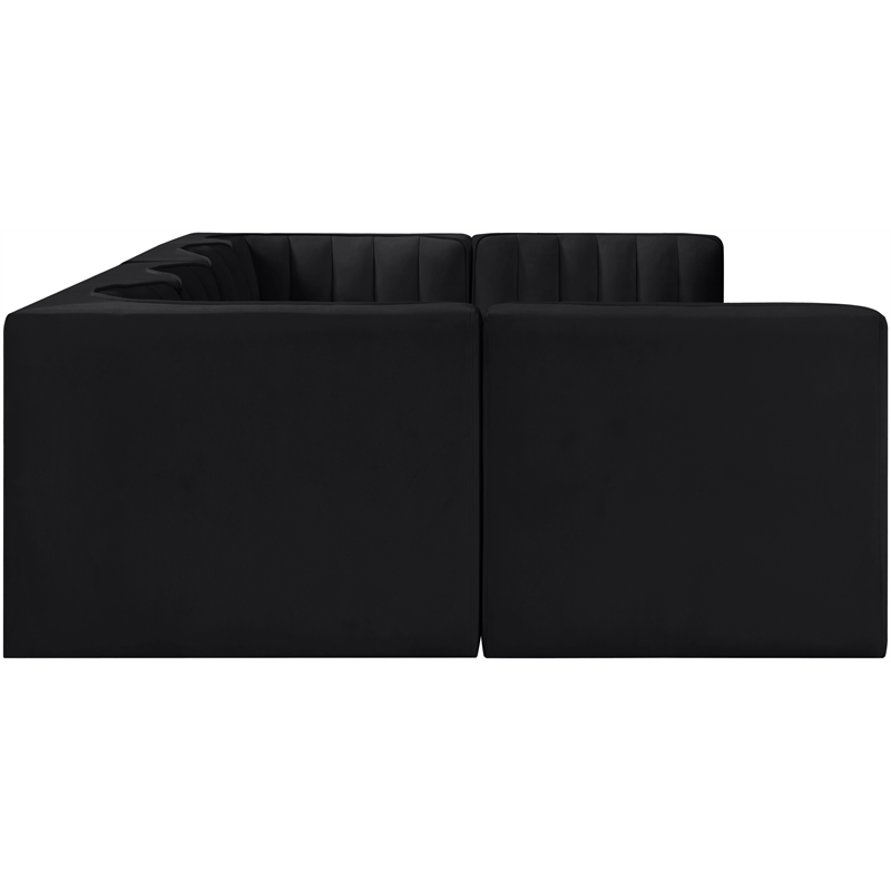 Meridian Furniture Rummi Black Velvet Performance Fabric 6pc. Modular Sectional