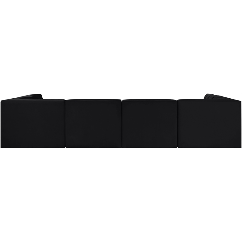 Meridian Furniture Rummi Black Velvet Performance Fabric 6pc. Modular Sectional